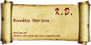 Kováts Dorina névjegykártya